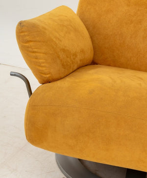 Ligne Roset Suede Upholstered Chair & Ottoman (9755184759091)