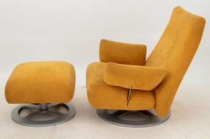 Ligne Roset Suede Upholstered Chair & Ottoman (9755184759091)