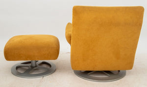 Ligne Roset Suede Upholstered Chair & Ottoman (9755184759091)