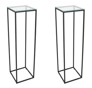 Patinated Steel and Glass Top Display Pedestals, 2 (9671751926067)