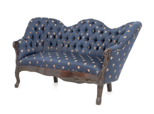 Victorian Button-Tufted Upholstered Walnut Sofa