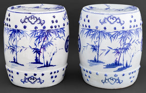 Thai Chinese Style Blue & White Ceramic Stools, 2 (9855714099507)