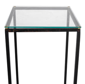 Patinated Steel and Glass Top Display Pedestals, 2 (9671751926067)