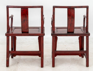 Chinese Red Lacquered Armchairs, Pair (9894656377139)