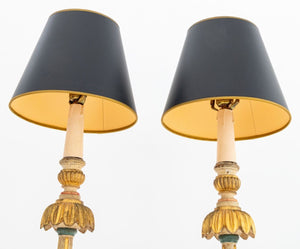 Neoclassical Style Giltwood Table Lamps, Pair (9816357208371)