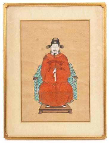 Chinese Portrait of a Seated Official Gouache
