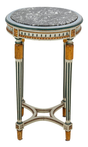 Louis XVI Style Marble Top Gilt Painted Lamp Table (9816402526515)