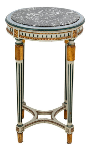 Louis XVI Style Marble Top Gilt Painted Lamp Table