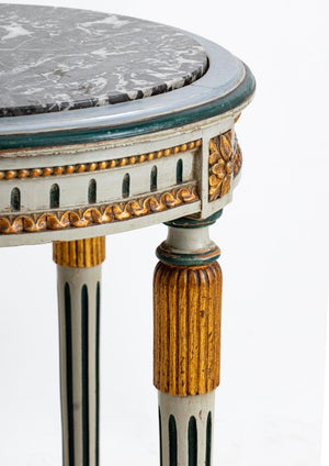 Louis XVI Style Marble Top Gilt Painted Lamp Table (9816402526515)