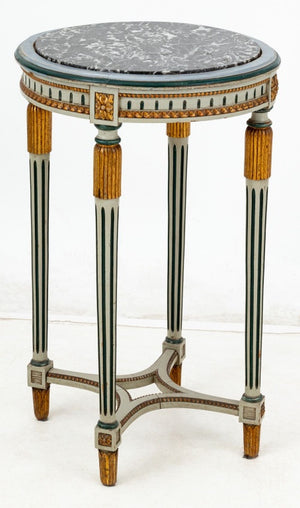 Louis XVI Style Marble Top Gilt Painted Lamp Table (9816402526515)