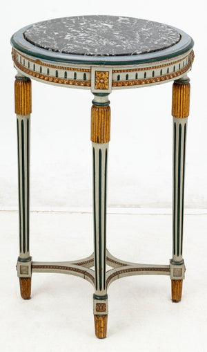 Louis XVI Style Marble Top Gilt Painted Lamp Table (9816402526515)
