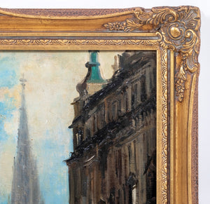 Austrian School Vienna Street Scene Oil on Board (9738582425907)
