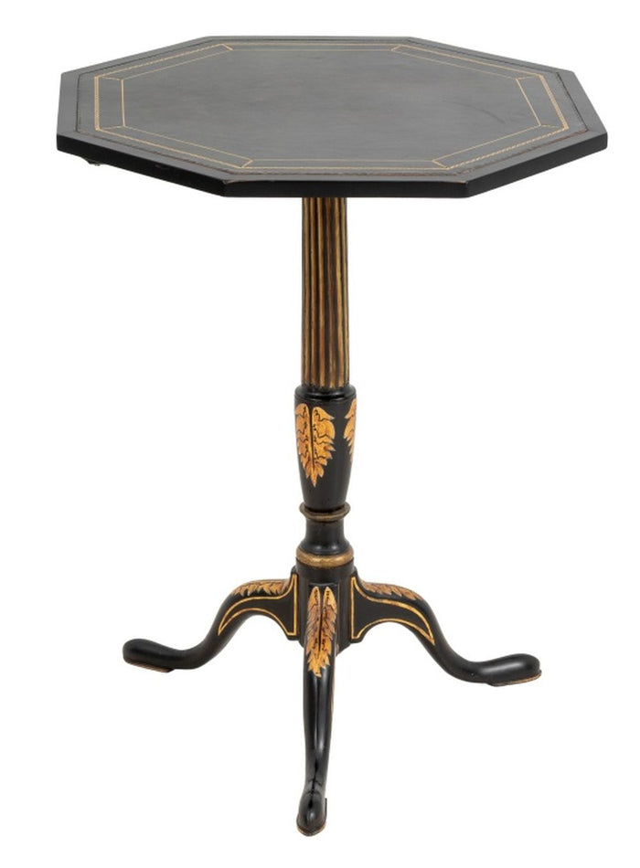Regency Style Ebonized & Gilt Painted Tripod Table