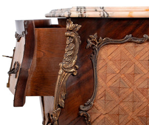 Louis XV Style Kingwood Parquetry Bombe Commode (9893313544499)