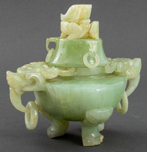 Chinese Carved Greenstone Tripod Censer (9752081334579)