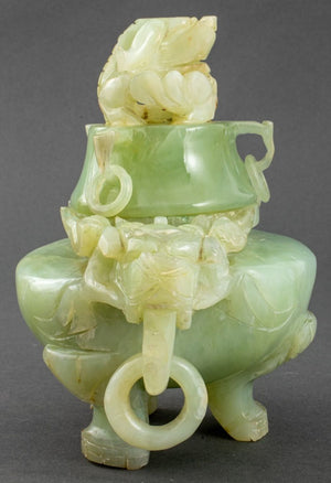 Chinese Carved Greenstone Tripod Censer (9752081334579)