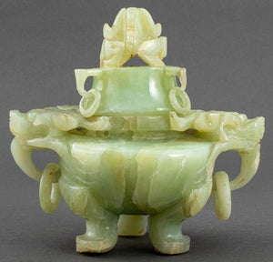 Chinese Carved Greenstone Tripod Censer (9752081334579)