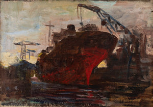 Eric Rebane "At the Port. Ship." Oil on Canvas (9859479699763)