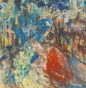 Illegibly Signed "Pfauvogel" Mixed Media, 1962 (9848695554355)
