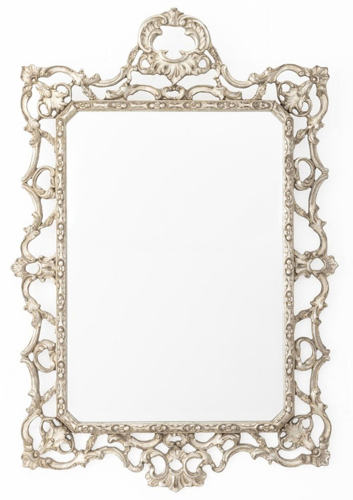 Rococo Style Silvered Wood Framed Mirror