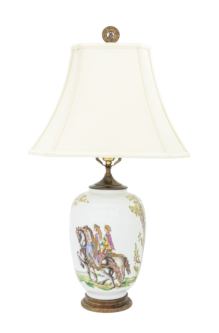 Augarten "Hirschjagd" Porcelain Vase Mounted Lamp