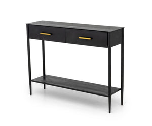 West Elm Patinated Black Steel Console Table