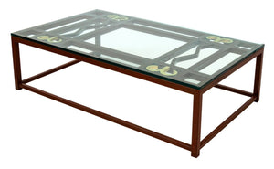 Contemporary Patinated Iron and Brass Coffee Table (9835728535859)
