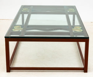 Contemporary Patinated Iron and Brass Coffee Table (9835728535859)