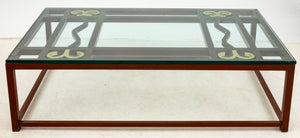 Contemporary Patinated Iron and Brass Coffee Table (9835728535859)