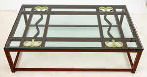 Contemporary Patinated Iron and Brass Coffee Table (9835728535859)