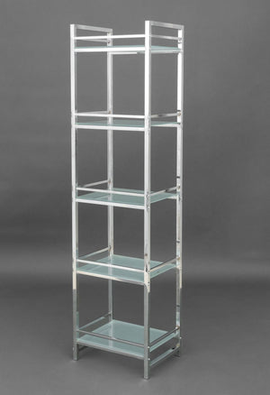 Modern Chromed Metal Etagere Shelf