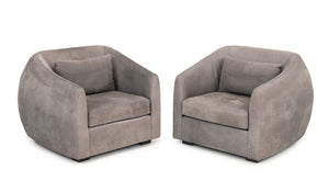 Pair of Mid-Century Modern Style Gray Suede Tub Chairs