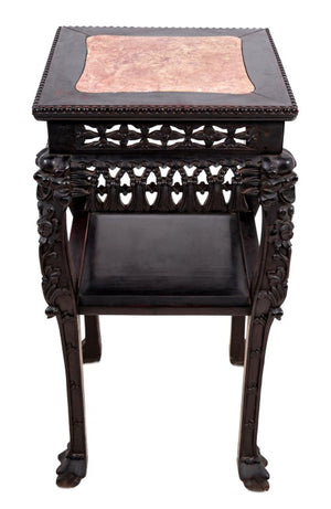 Chinese Hardwood & Marble Pedestal Table, 19th C.
