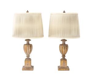Neoclassical Urn Form Giltwood Table Lamps, Pair