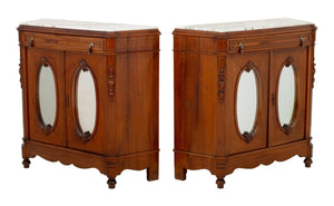 Victorian Marble Top Walnut Sideboards, Pr (9816417698099)