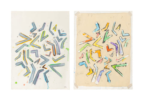 Elfi Schuselka Geometric Compositions Mix Media, 2