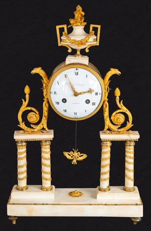 Louis XVI Style Ormolu Mounted White Marble Clock