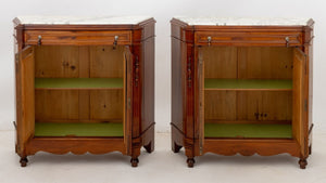 Victorian Marble Top Walnut Sideboards, Pr (9816417698099)