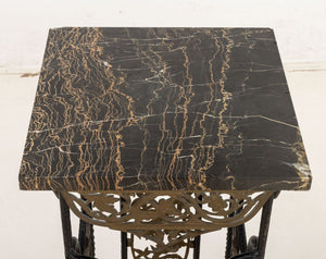 Brandt Style Wrought Iron & Marble Pedestals, Pair (9859541238067)