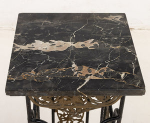 Brandt Style Wrought Iron & Marble Pedestals, Pair (9859541238067)