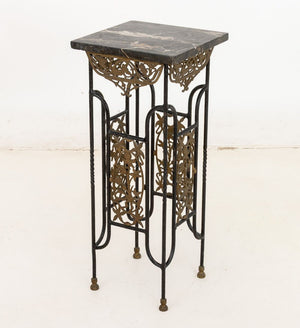 Brandt Style Wrought Iron & Marble Pedestals, Pair (9859541238067)