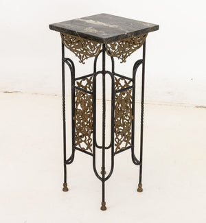 Brandt Style Wrought Iron & Marble Pedestals, Pair (9859541238067)