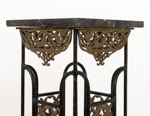 Brandt Style Wrought Iron & Marble Pedestals, Pair (9859541238067)