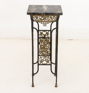 Brandt Style Wrought Iron & Marble Pedestals, Pair (9859541238067)