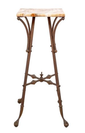 Victorian Brass and Alabaster Pedestal Table (9859550871859)