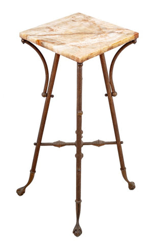 Victorian Brass and Alabaster Pedestal Table (9859550871859)