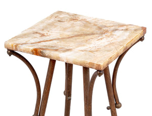 Victorian Brass and Alabaster Pedestal Table (9859550871859)