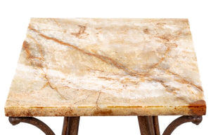 Victorian Brass and Alabaster Pedestal Table (9859550871859)