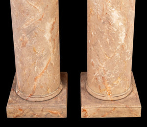 Trompe l'Oeil Marble Painted Wood Pedestals, Pair (9859596845363)