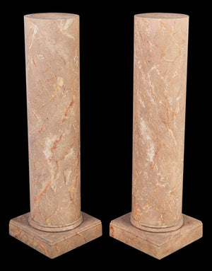 Trompe l'Oeil Marble Painted Wood Pedestals, Pair (9859596845363)